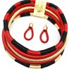Collar africano rojo con aretes