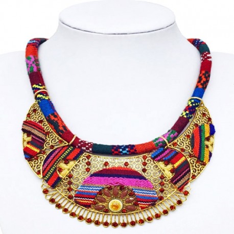 Boho-chic Multi-color ethnic necklace