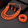 Conjunto africano cuentas de coral | Collar, pulsera y aretes