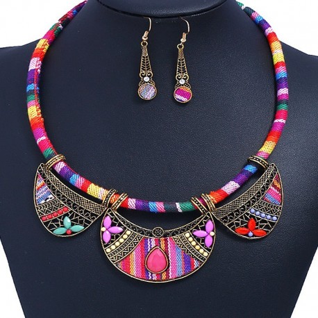 Ethnic tribal pink necklace 