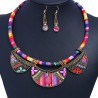 Conjunto collar etnico tribal rosa