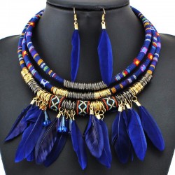 Blue multicolored ethnic necklace