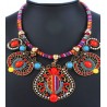 Multicolored ethnic necklace red, blue and pink
