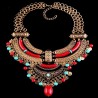 Collier vintage rouge, vert et doré boho-chic