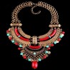 Collar vintage boho-chic rojo, verde y dorado