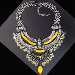 Collar amarillo plata vintage boho-chic