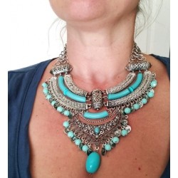 Collana blu argento vintage boho-chic