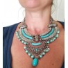 Vintage silver blue boho-chic necklace