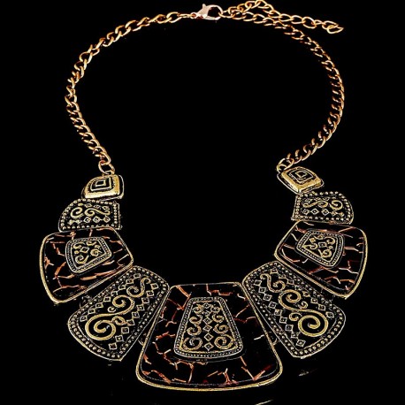 Ethnic chic black and gold necklace