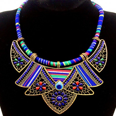 Ethnic chic blue necklace