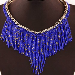 Blue and gold pearl necklace
