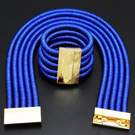 Parure collier et bracelet bleus