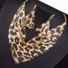 Golden and leopard necklace and earrings set