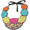 Multicolored bohemian beads necklace green yellow pink orange