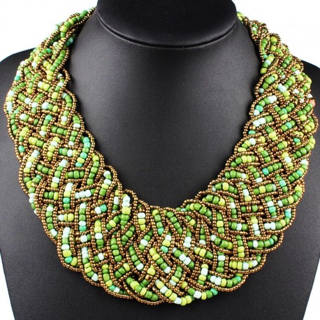 Collier chic vert et dorée