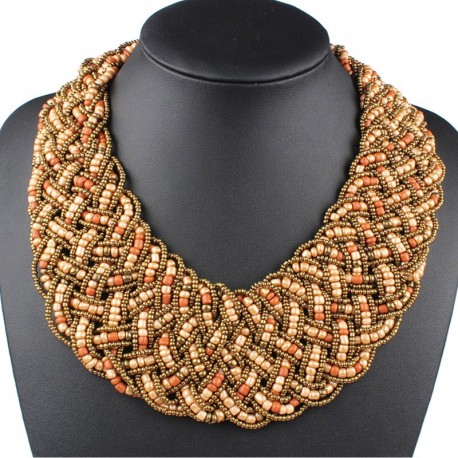 Collier chic marron multicolore