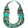 Collier ethnique africain vert multicolore