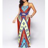 Red and yellow ethnic tribal maxi dress with Aztec pattern