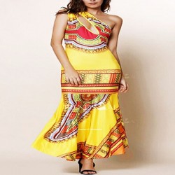 Robe ethnique jaune Boho-chic