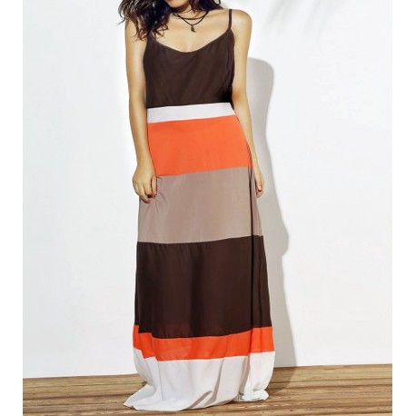 Brown multicolored long dress