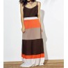 Robe longue marron multicolore