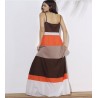 Robe longue marron multicolore