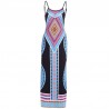 Tribal boho ethnic blue maxi dress