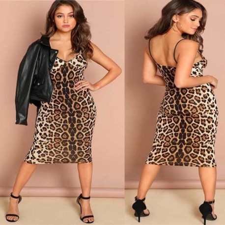 Abito lungo da donna sexy leopardato