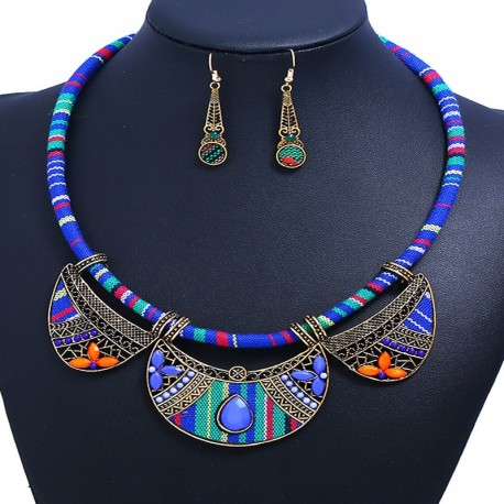 Blue tribal ethnic necklace