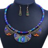 Parure collier ethnique tribal bleu