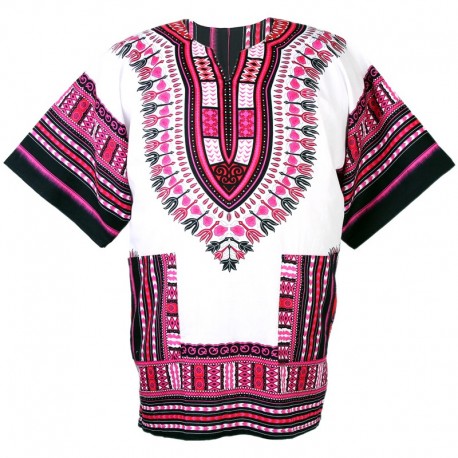 Pink and white dashiki shirt