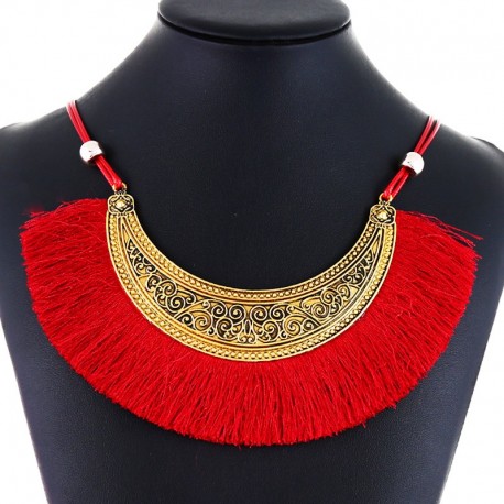 Collana vintage etnica rossa e oro