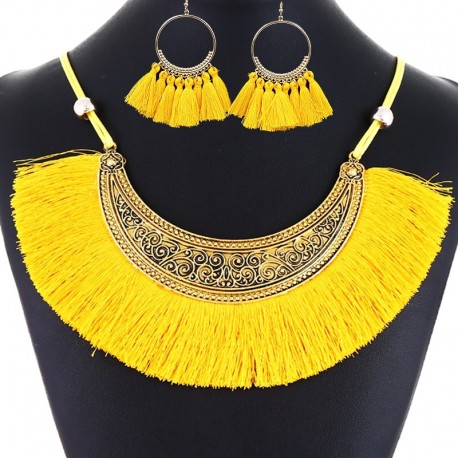 Golden yellow necklace & earrings set