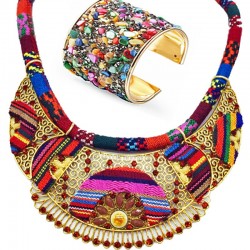 Ethnic boho necklace and bracelet set