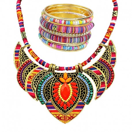 Set di collana e bracciale in stile boho chic