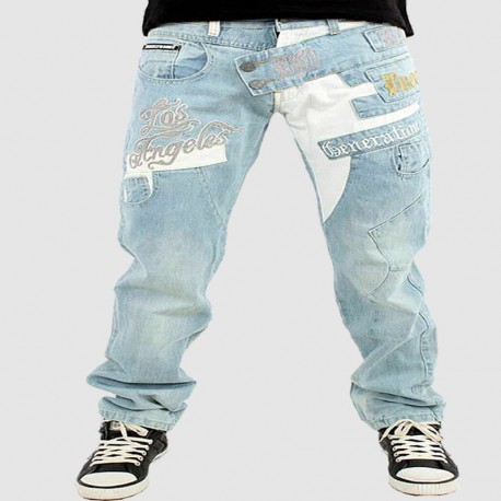 Men's blue jeans with fashion pattern