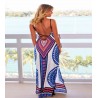 Robe longue tribale bleu et blanc boho ethnique