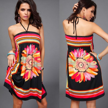 Vestido bohemio corto multicolor