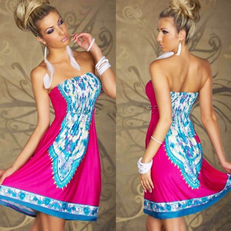 Pink and blue bohemian dress