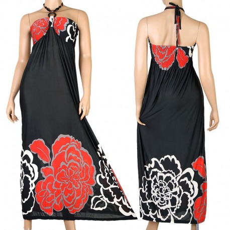 Black floral long dress