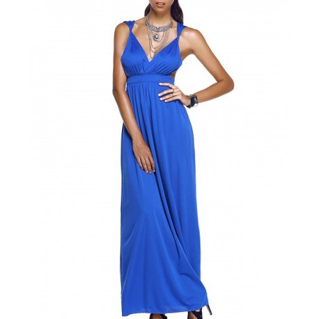 Navy blue long evening dress