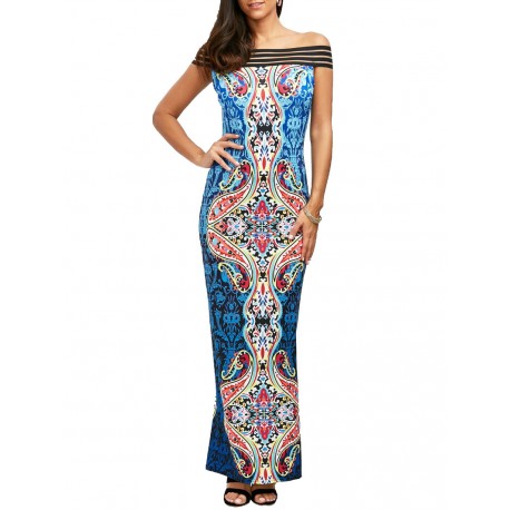 Ethnic chic tribal long dress multicolor