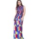 Robe de soirée géométrique multicolore