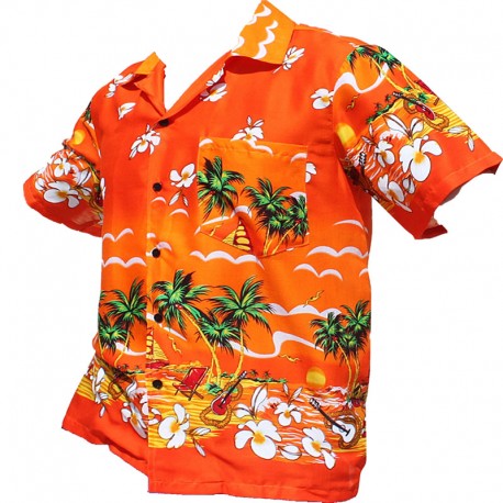 Camicia tropicale arancione da uomo