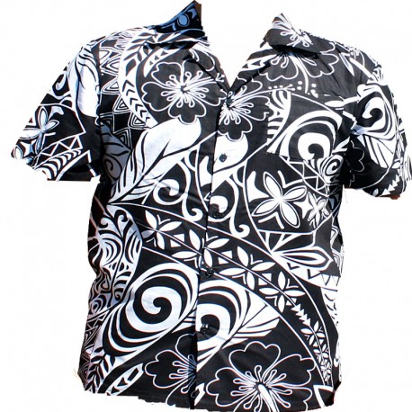 Black and white ethnic shirt for men