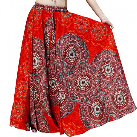 Ethnic bohemian long red skirt