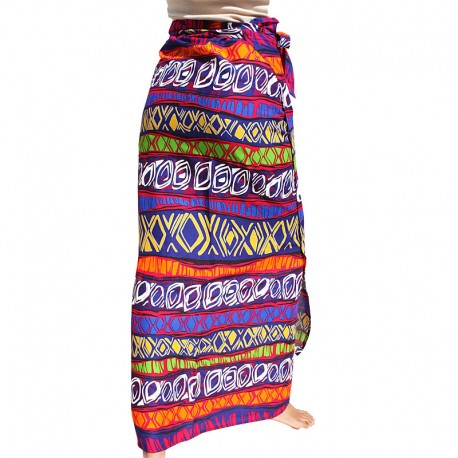 Long and fluid multicolored ethnic skirt