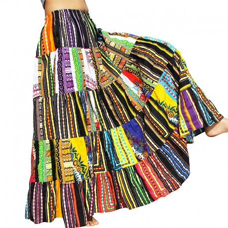 Ethnic bohemian multicolored skirt