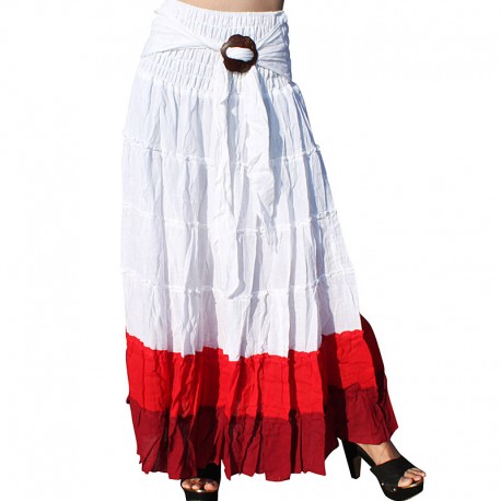 Falda larga bohemia blanca y roja