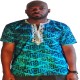 Blue African T- Shirt (Wax, Ankara)